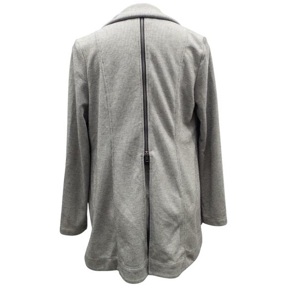 CAbi #5300 Drop Off Jacket Gray Striped Long Sleeve Zip Up Hi-low Medium - Picture 3 of 5
